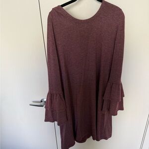 Loft sweater dress with ruffled sleeves.